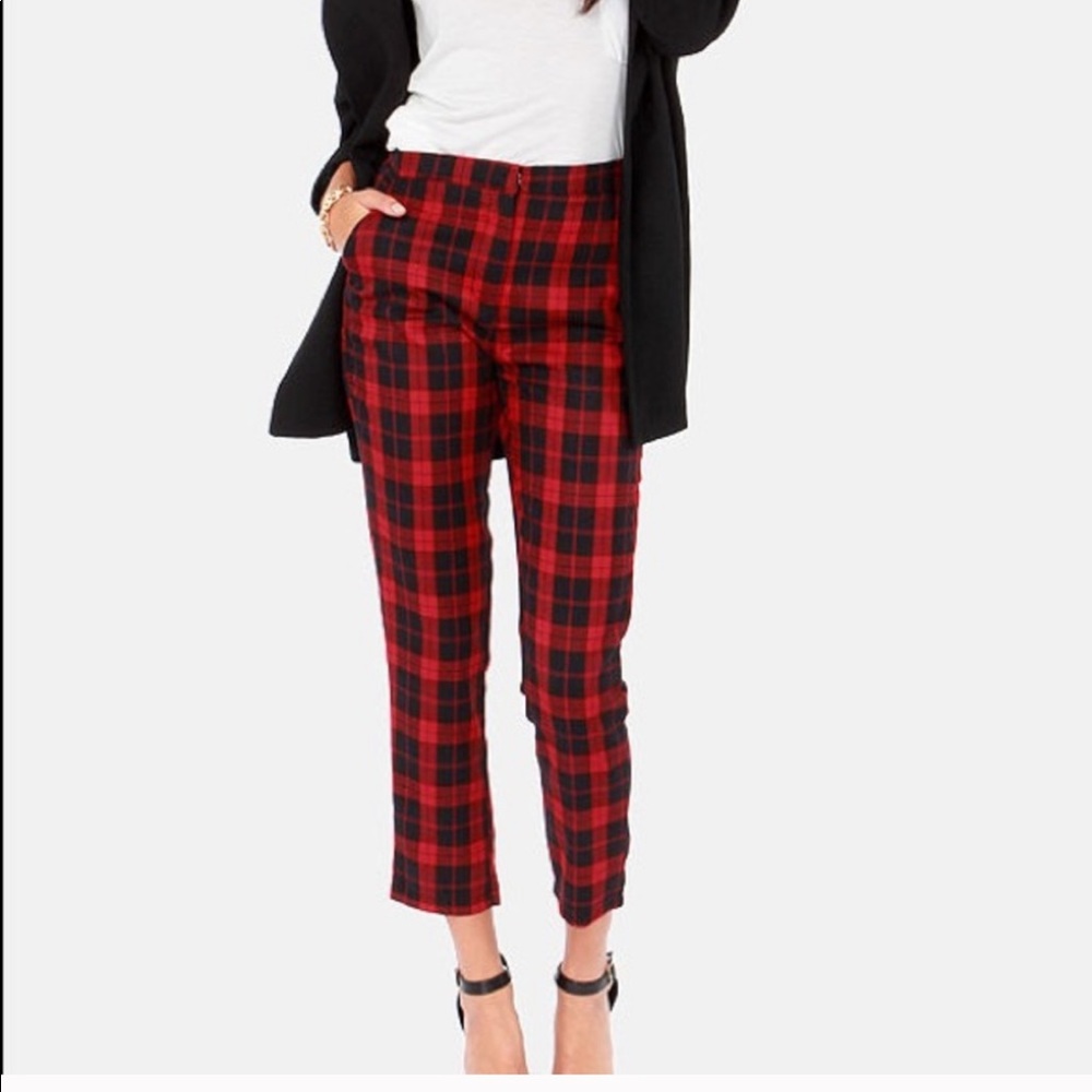 Red and Navy Plaid Pants